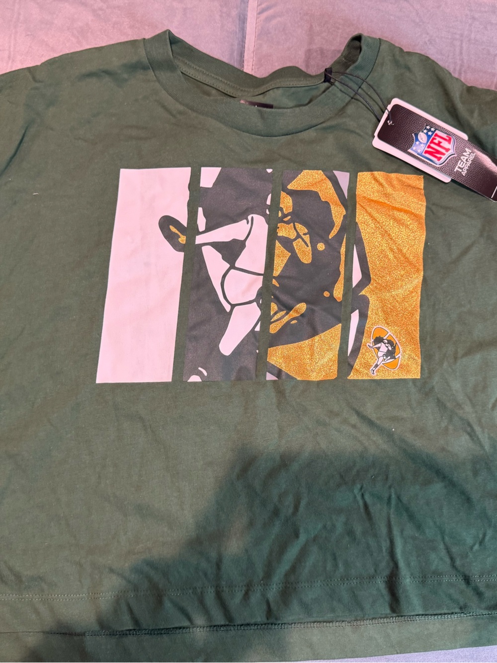 NFL Green Tee with Pink, Black and Gold Graphic Panels
